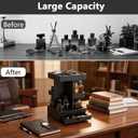 Rotating Cologne Organizer for Men Black Wooden Perfume Stand with Dual Drawers, Multi-Tier Fragrance Display & Jewelry Storage for Dresser or Bathroom
