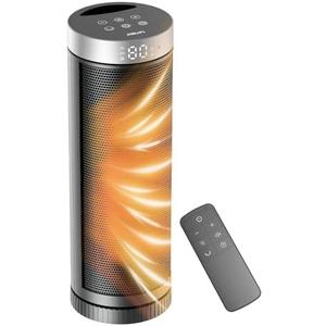 Ceramic Space Heater, Portable Indoor Heater with Remote Control, Three Heating Modes, Overheat and Tip-Over Protection, Suitable for Home, Bedroom, and Office Indoor Use