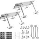 Anbte 2 Set Adjustable Solar Panel Tilt Mount Brackets, Aluminum Alloy Solar Ground Mount 15-30 Support 50W 70W 100W 150W 200W 300W 400W Panels, for Flat Surface, RV, Roof, Boat, Silver