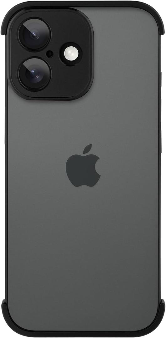 Metal Frameless Phone Case Compatible with iPhone 17, Frameless Minimalist Design, Extremely Highlighting Personality. Black