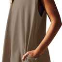 Nirovien Womens 2 Piece Lounge Set Two Piece Matching Set Workout Short Sets Tunic Tops High Waist Shorts (Brown, M)