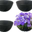 4 Pack 14 Inch Fabric Planter Basket Liner- Felt Flower Pot Liners Replacement Coco Fiber Liner for Hanging Basket Flowers Round Hanging Basket Liners Prevent Birds from Nesting