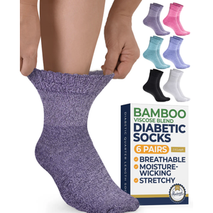 Doctors Select Bamboo Viscose Blend Diabetic Socks 6-pair Crew Socks Multi Color