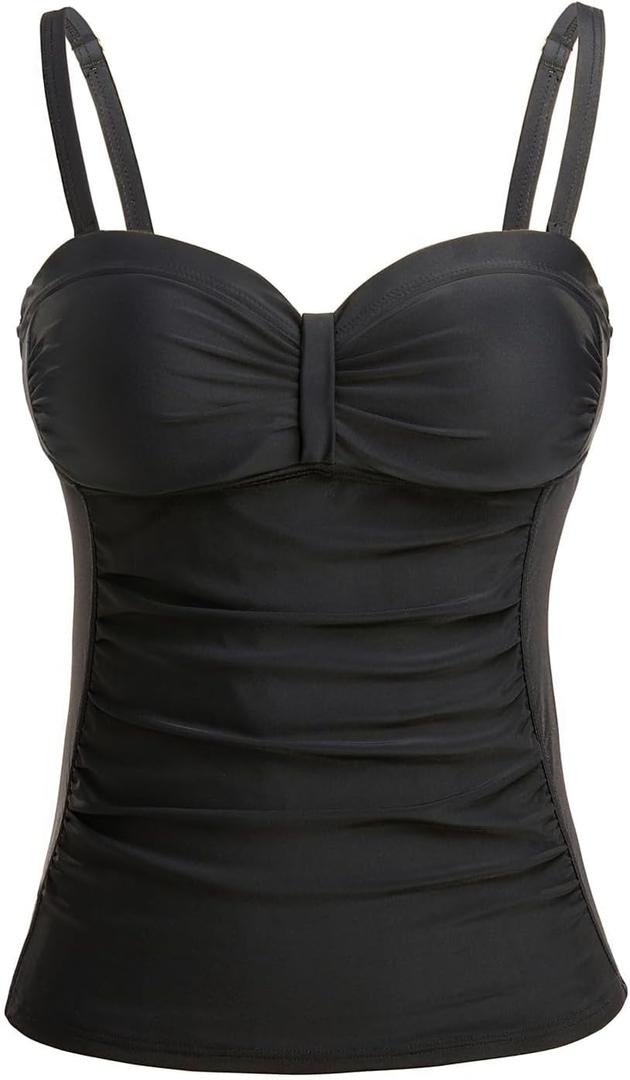 Women's Underwire Tummy Control Swimsuit Top with Push Up - No Bottom Included (X-Large, Black)