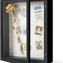 Califortree 8x10 Shadow Box Frame with Linen Back - Sturdy Memory Display Case of Flower, Pictures, Medals and More, Black