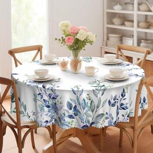 Eikione Kitchen Tablecloth 60 inch Round Boho Tablecloths Polyester Table Cloth for Party Restaurant Banquet Dining Buffet Table Picnic Decorations