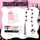 Pink Halloween Decorations 5PCS Table Centerpieces, Cute Girlie Tabletop Halloween Decor for Tiered Tray Shelf Mantel Fire Place Office Desk Rustic Farmhouse Wood Faux Book Stack and Ghosts Sign