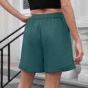 Bettysays Shorts for Women Bermuda Shorts Casual Elastic Waist Wide Leg Shorts with Pockets (Small, A-09 Indigo Blue)