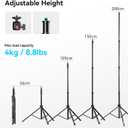 SMALLRIG RA-S200 Light Stand for Photography, 78.7" / 6.6ft / 200cm, Black, Aluminum Alloy, Supports up to 4kg, Compatible with Reflectors, Softboxes, Studio Lights, Umbrellas, Ring Light