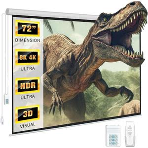 DINAH 72 Inch Electric Projector Screen with Remote, Automatic Air Indoor Drop Down, Motorized 4K 3D HD Projection for Movies