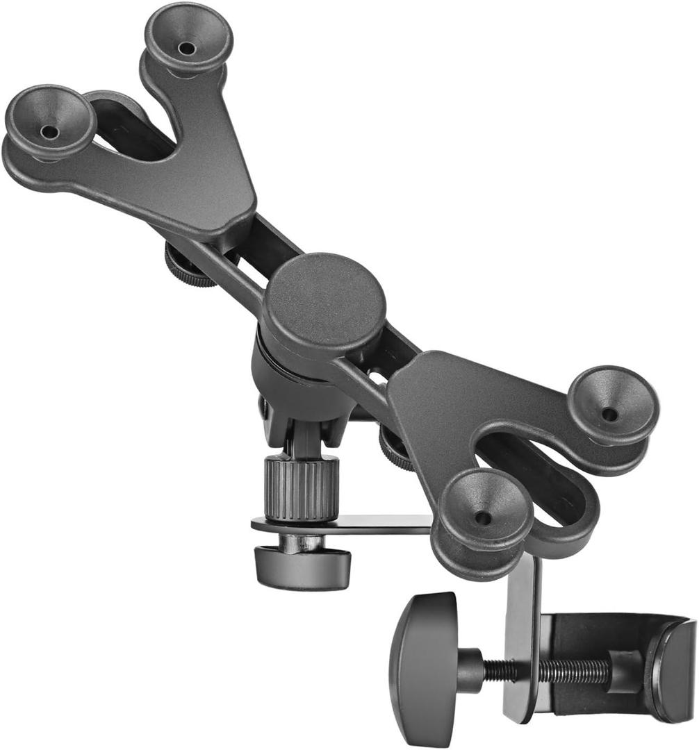 Adjustable Tablet Holder for Music Stand, Secure Portable iPad Holder with 360 Degree Swivel, Fits 7-11" Screens, Black