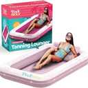 Premium Inflatable Tanning Pool Lounger | XL Inflatable Tanning Bed for Adults - 4 in 1 Multipurpose Suntan Tub | Pool Floats Adults, Inflatable Pool Float | Tanning Float - Sunbathing Pool Raft, Pink