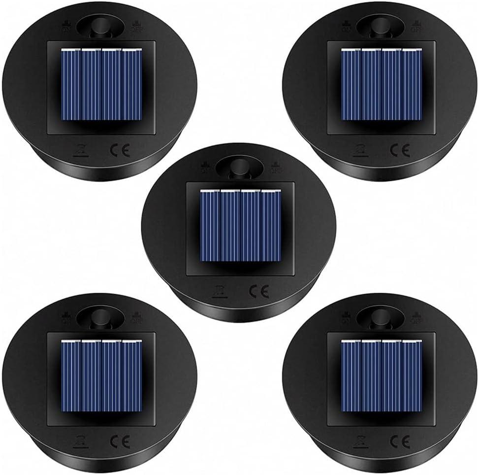 5 Pack Replacement Solar Light Parts(Top Size 2.76 Inches, Bottom Size 2.36 Inches),7 Lumens Warm White LED Waterproof