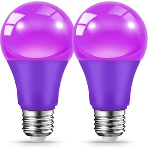 JAHEKS Purple Light Bulbs for Outdoor Porch, 9W(60W Equivalent) E26 Base LED Purple Bulb for Halloween Christmas Wedding,Party,Bar,Holiday Lighting,Home Decor, 2-Pack