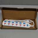 KMC 6 Outlet Power Strip with Multi-Outlet Independent Switches, Overload Protector,4-Foot Cord