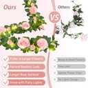 2 Pcs Flower Garland with 19.6 Ft Lights, 13.2 Ft Pink Floral Garland Fake Flowers for Wedding Arch Party Wall Garden Room Decor