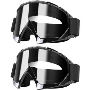 ATV Dirt Bike Goggles 2-Pack Motorcycle Motocross Windproof Glasses Wide Vision Off Road Riding Goggles for Men Women Adult Youth Kids Protective Safety Glasses Clear Lens