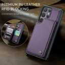 Vinich for Samsung Galaxy S24 Ultra Wallet Case with Card Holder, RFID Blocking Credit Slots Kickstand Shockproof Phone Cover Fit for Galaxy S24 Ultra 6.8" Purple