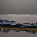 AERART Wall Decor Blue Gold Foil Ink Mountain Landscape Painting Canvas Wall Art Mountain View Artwork Canvas Painting for Living Room Bedroom Office Home Decor 20x40 in