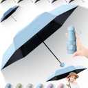 Pinkunn 6 Pieces Travel Mini Umbrella for Purse, Colored Compact Umbrellas, Bulk Small Folding UV Lightweight Portable Windproof Pocket for Sun Rain Protection, Girls Women