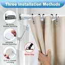 White Tension Curtian rod no drill, 42 to 60 inch Adjustable Heavy Duty black shower curtain rod for Windows bathroom Closet