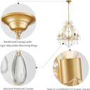 WUZUPS 5-Light Crystal Candle Chandelier Pendant Ceiling Light Modern Lighting Fixture for Bedroom Hallway Bar Kitchen Bathroom, H 23.2" W 20.7", E12 Base, Gold, Pendant Light, 23.2" High 20.7" Wide