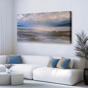 JLXART Ocean Wall Art Seascape Painting Landscape Pictures Wall Decor 20X40inch Abstract Watercolor Beach Wave Poster for Livingroom Bedroom