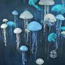 O&M Hanging Jellyfish Decoration, Marine Theme Jelly Fish Birthday Party Decorations, Shop Window Display Supplies (Large, Blue)