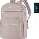 VANKEAN 17.3 Inch Laptop Backpack for Women Work Laptop Bag Fashion with USB Port, Waterproof Backpacks Stylish Travel Bags Casual Daypacks for College, Business, Light Dusty Pink