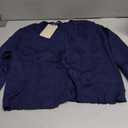 CARDYDONY Women's Cropped Cardigan Tie Front Long Sleeve Rib Knit Bolero Shrug Sweaters, Navy Blue Medium