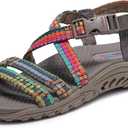Skechers Women's Reggae-Sew Me-Boho Woven Strappy Slingback Sandal (7, Taupe Multi)