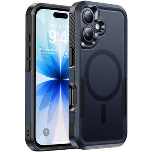 Magnetic for iPhone 16 Case Military-Grade Dual-Layer Shockproof, Heavy Duty Rugged Protection Phone Case [Fit for MagSafe] Anti-Fingerprint Anti-Scratch for iPhone16 Cover 6.1", Blue