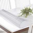 Vicwe 36 x 66 Inch Clear Table Cover Protector,1.5mm Thick Clear Table Protector, Rectangle Waterproof Plastic Table Cover, Scratch Proof and Easy Cleaning for Dining Room Table (36 x 66 Inches, Clear 1.5mm)