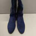 Women Vintage Embroidered Cowboy Boots Mid Calf Pointed Toe Knee High Western Boots Chunky Stacked Heel Pull On Mid Calf Cowgirl Boots V Cut Retro Casual Street Party, Size 9