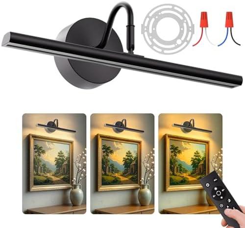 Denlead Picture Light Hard-Wired 16.5" Wall Lights for Pictures with Remote, Dimmable 3CCT Light Over Picture Frame, Gallery Art Poster Light for Artwork, 2700K-6500K Warm Nature White, 15W, 1200LM