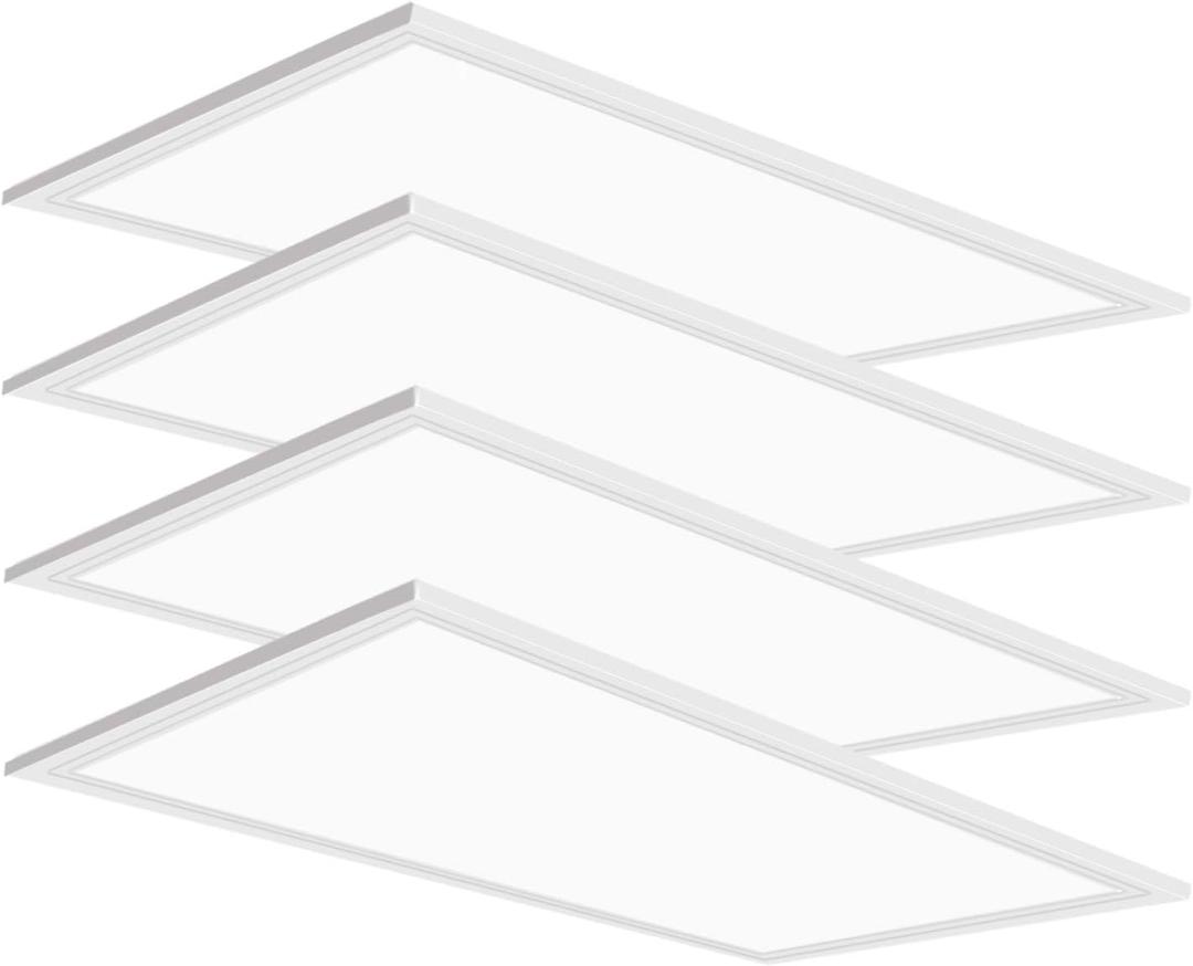 4 Pack 2x4 LED Flat Panel Light Drop Ceiling Light Fixture, 7800LM LED Drop Ceiling Office Fixture 5000K Led 2x4 Flat Panel Light 0-10V Dimmable Recessed Edge-Lit Fixture for Office Shop, ETL Listed