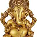 Decorative Lord Ganesha Statue | Gold Finish Hindu God Idol | Idol for Pooja Room | Statue for Home and Office Decor (Golden, 3.5 x 2 inches)