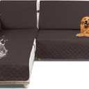 Sectional Couch Covers 100% Waterproof L Shaped Sofa Slipcover Reversible Chaise Lounge Cover for Sectional Sofa Cover for Pets Cat Dog Kids Family (X-Large, Brown)