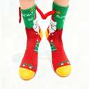 2 Pairs Funny Holding Hands Christmas Socks Magnetic Holding Hands Socks Xmas Gifts for Women and Men The perfect choice for New Year gifts
