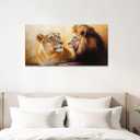 CCWACPP Lion and Lioness Wall Art Wild Animal Paintings Picture Lion Couple Canvas Prints for Office Bedroom Dining Room Living Room Home Decor Framed (12.00" x 24.00")