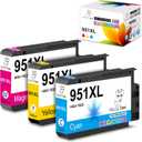 Miss Deer 951XL Color Ink Cartridges 3 Pack,Compatible Replacement Ink for Hp 950 951 Ink Cartridges Combo Pack, Work for Officejet Pro 8610 8600 8620 8625 8100 Printers