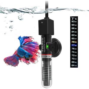 PULACO 25Watt Mini Aquarium Submersible Betta Heater with Free Thermometer Strip for 1-6 Gallon Fish Tanks (Preset Temperature 78)