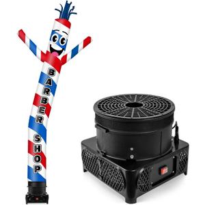 10FT Tall Barber Shop Inflatable Tube Man Wacky Wavy Dancing Guy with 3/4 HP Weather-Resistant Blower (12''Diameter) for Outdoor Decoration Advertising Business Promotion