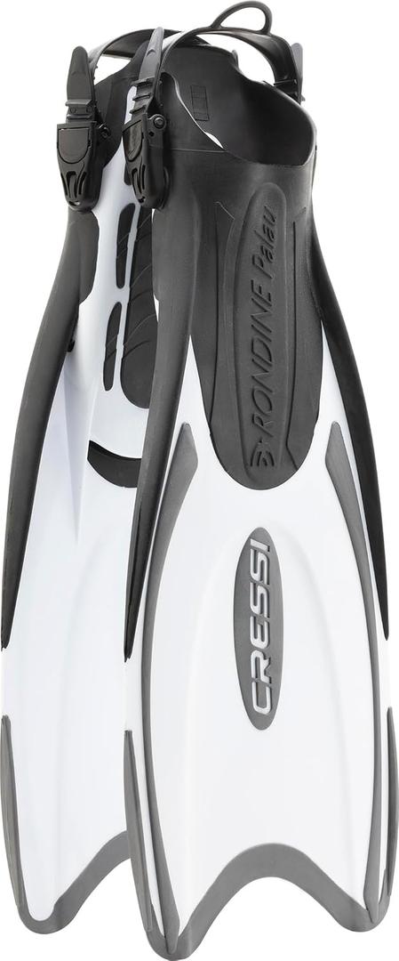 Cressi Snorkeling Adjustable Fins for All Family - Long Blade Versatile Open Heel Flippers - Palau: Made in Italy