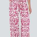 PRETTYGARDEN Womens Pants Elastic Waist Floral Lightweight Palazzo Pants for Women Casual Lounge Wide Leg Pants Woman (XXL)