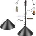 Bird Feeder Pole with Squirrel Baffle - Deluxe Feeder Station Kit Includes Suet Cage, Wild Bird Feeders & Planter Hanger for Garden, Yard
