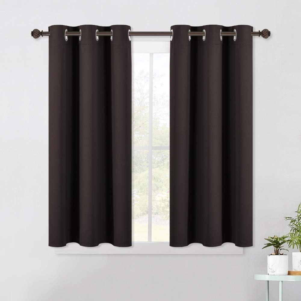 NICETOWN Blackout Curtain Panels for Bedroom Window, Triple Weave Microfiber Energy Saving Thermal Insulated Solid Grommet Blackout Draperies and Drapes (One Pair, 42 Inch by 45 Inch, Toffee Brown)