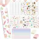 Dazoratix Book Lovers Acrylic Bookmarks - 45 Pcs Cute Acrylic Bookmark Blanks Clear Aesthetic Double-Sided Pastel Bookmark Making Kit UV DTF Transfer Stickers Yellow Pink Ribbon Women DIY Crafts Gifts