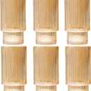 12 oz Ribbed Drinking Glasses Set of 6, Clear Vintage Iced Coffee Cups Elegant Glassware, Highball Glass Cups Ridged Glass Tumbler for Cocktail, Whiskey, Beer, Water, Juice, Origami Style Amber