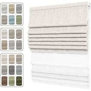 No Drill Day Night Roman Shades for Window, Cordless No Tool Blackout and Light Filtering 2 in 1 Double Fabric Roman Blinds with Thermal Insulated for Home Office, No Drill Day Night Type